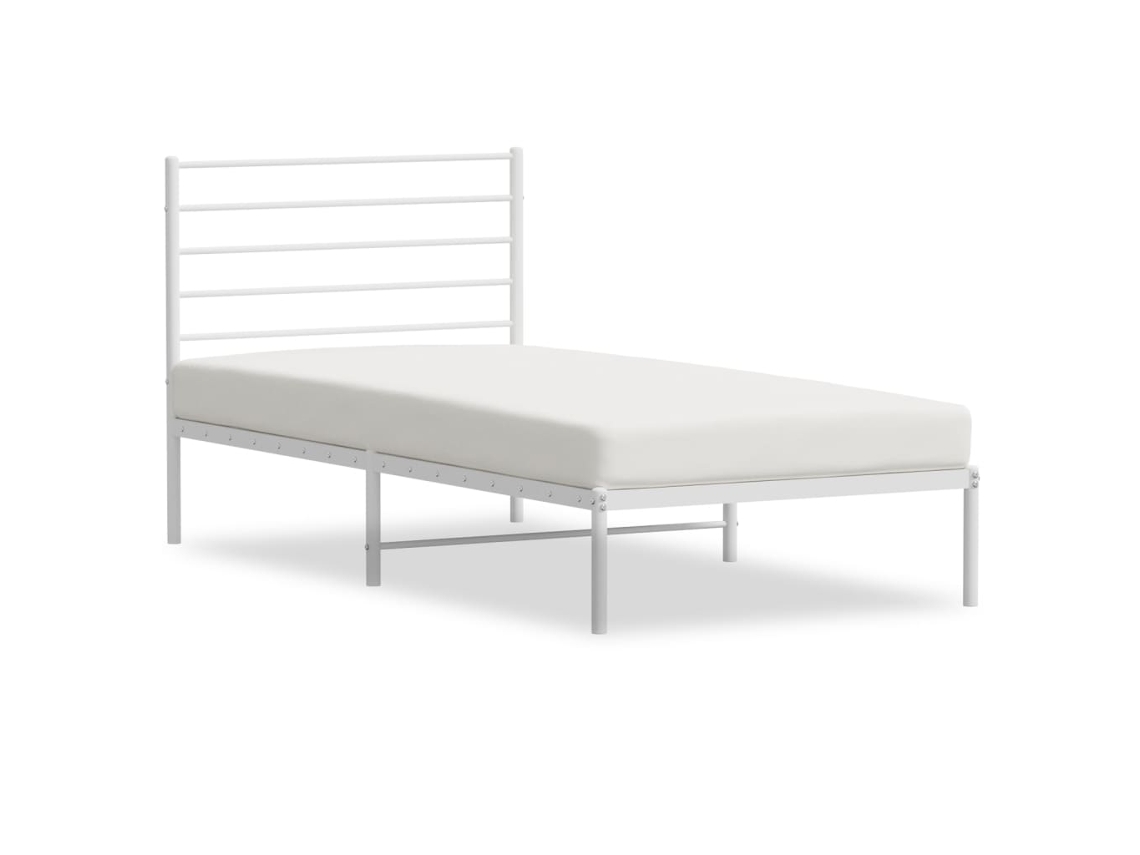 Estrutura de Cama com Cabeceira Metal Branco (100x190cm)