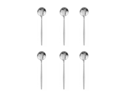 Conjunto de 6 Colheres Pequenas de Aço Inoxidável, Colheres Pretas e Douradas MDUG (prateado)