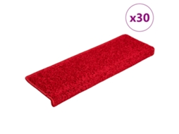 Vidaxl Tapetes De Escada 30 Peças 65x21x4 Cm Vermelho Com Borda Retangular