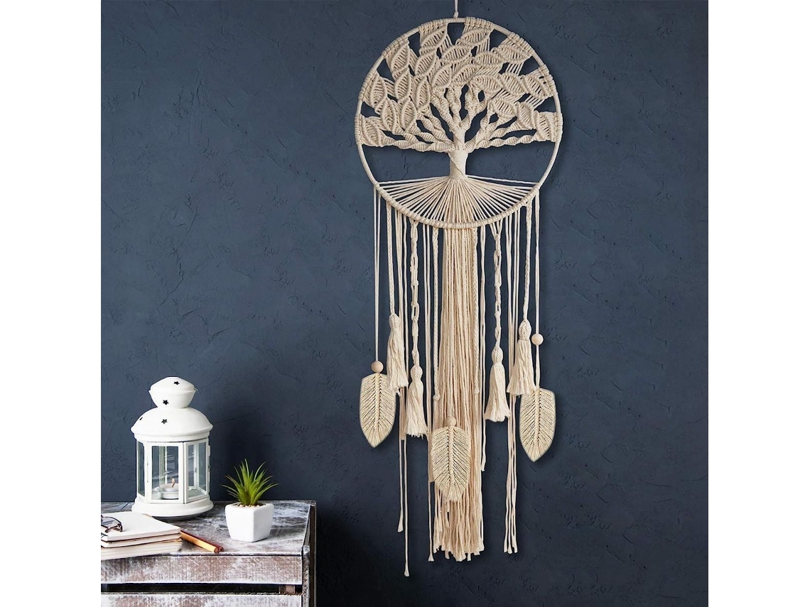 Apanhador de Sonhos na Árvore da Vida, Decoração de Parede em Macramê Trançado Klb BRILVIBERA
