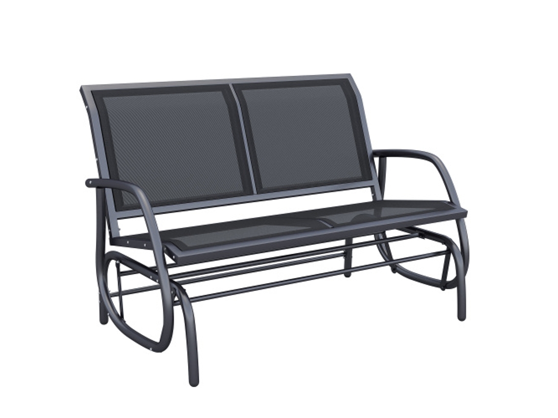 Banco de Jardim ZIWEI STORE de Dois Lugares, Móvel em Metal, Preto (120x70x88 cm)
