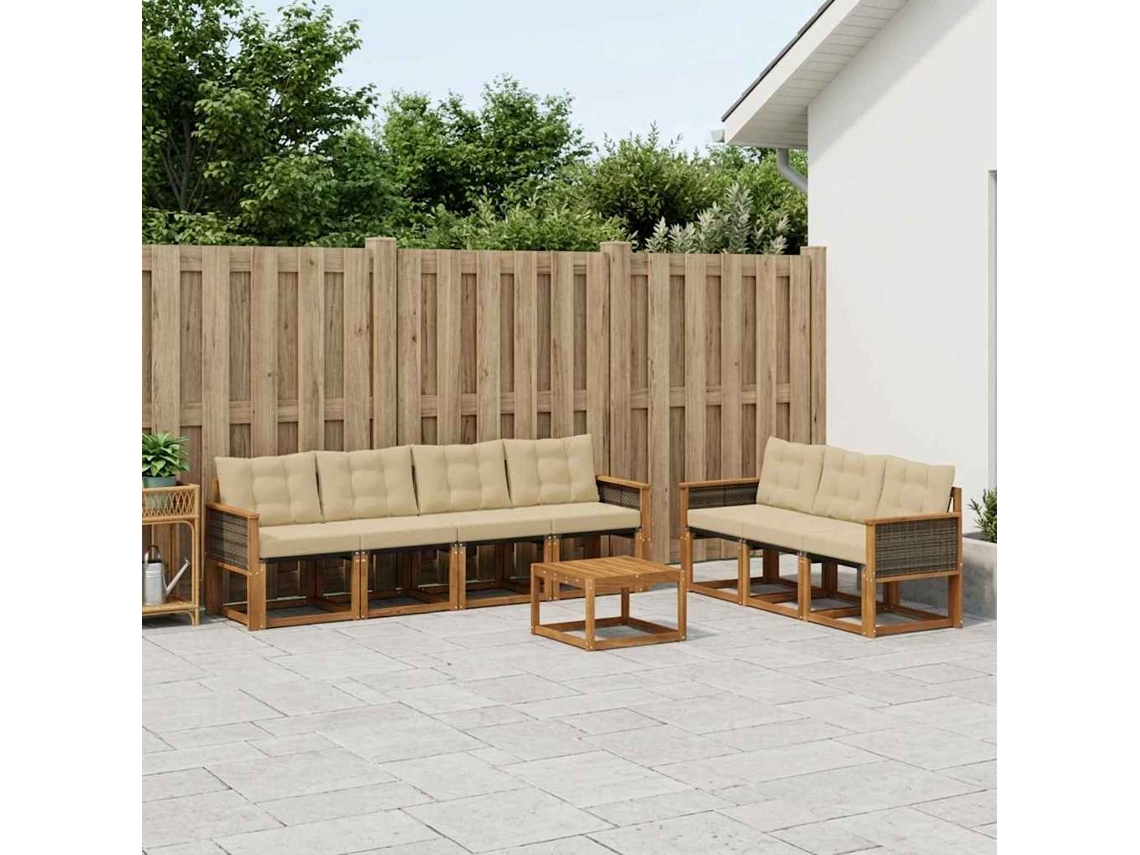 Vidaxl Conjunto De Sofás Para Exterior 8 Unid. Natural E Bege