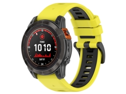 Bracelete de Smartwatch para Garmin Fenix 7 Pro 47mm 22mm Pulseira desportiva de silicone de duas cores (amarelo + preto)