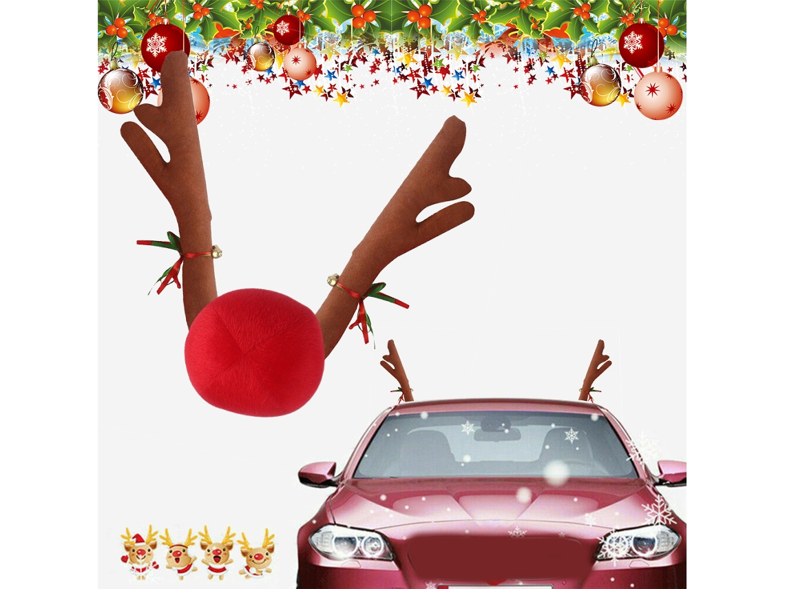 Kit De Decoração De Caminhão Natal Com Rena, Chifres E Nariz