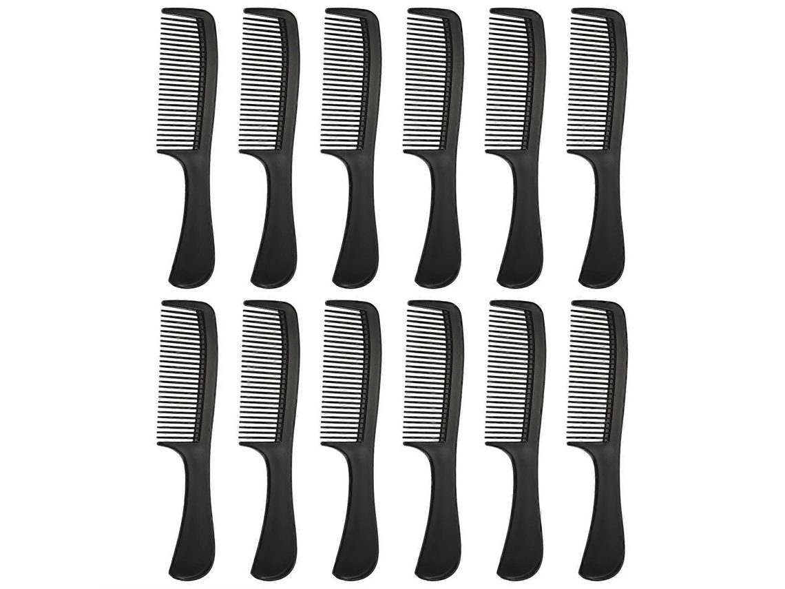 Pente Para Cortar Cabelo, Pente Para Modelar, Uso Em Salão, 20,3 X 4,3 Cm, Preto, Cuidados Com O Couro Cabeludo, Pacote Com 12 Jinyubo Store