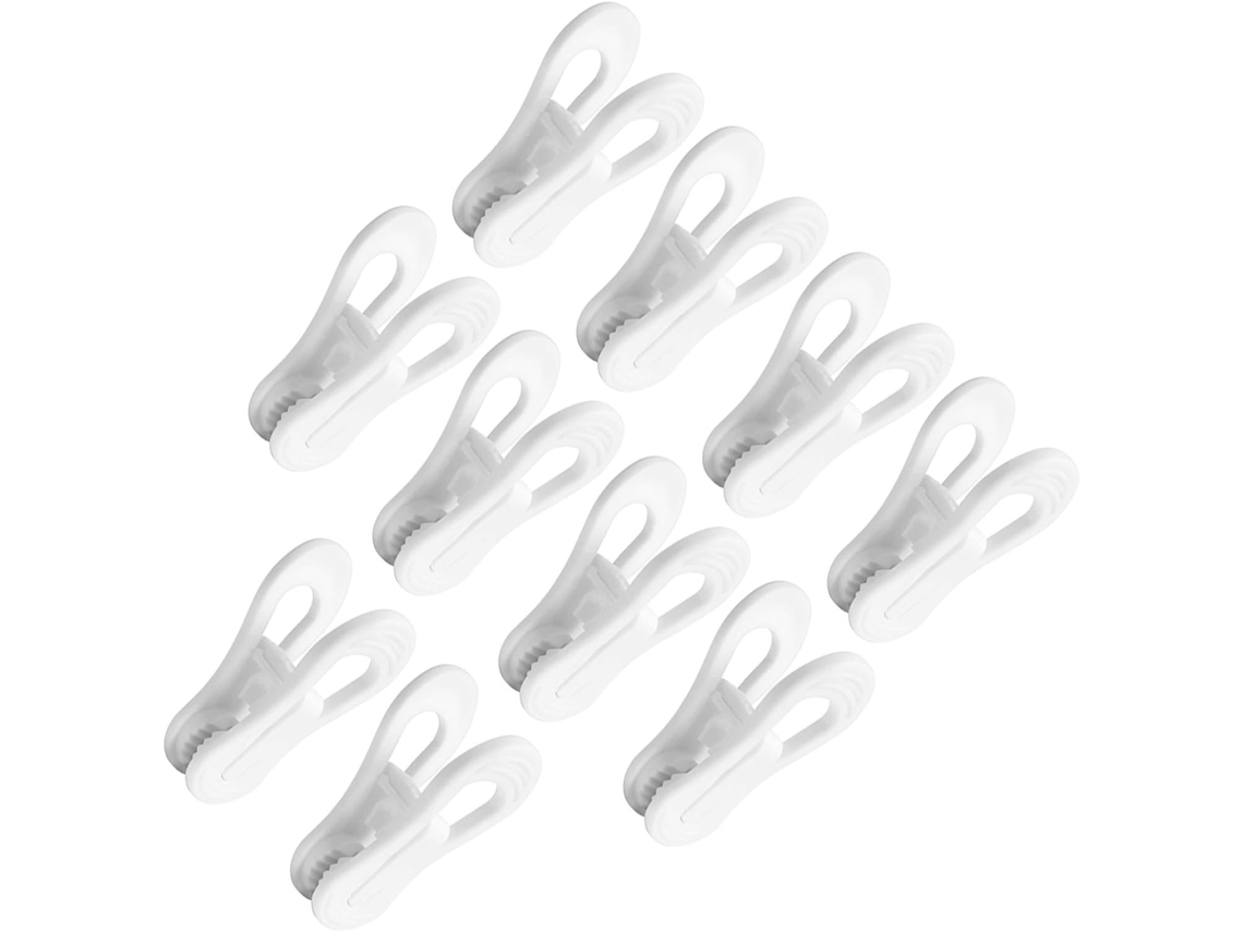 Yarnow 10-prendedores De Roupa Plástico Branco Antiderrapantes