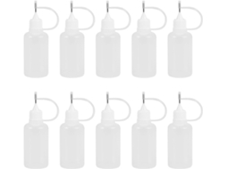 Conjunto De 10 Frascos Conta Gotas Recarregáveis 30ml Com Ponta Agulha Para Aplicação Cola Caseira