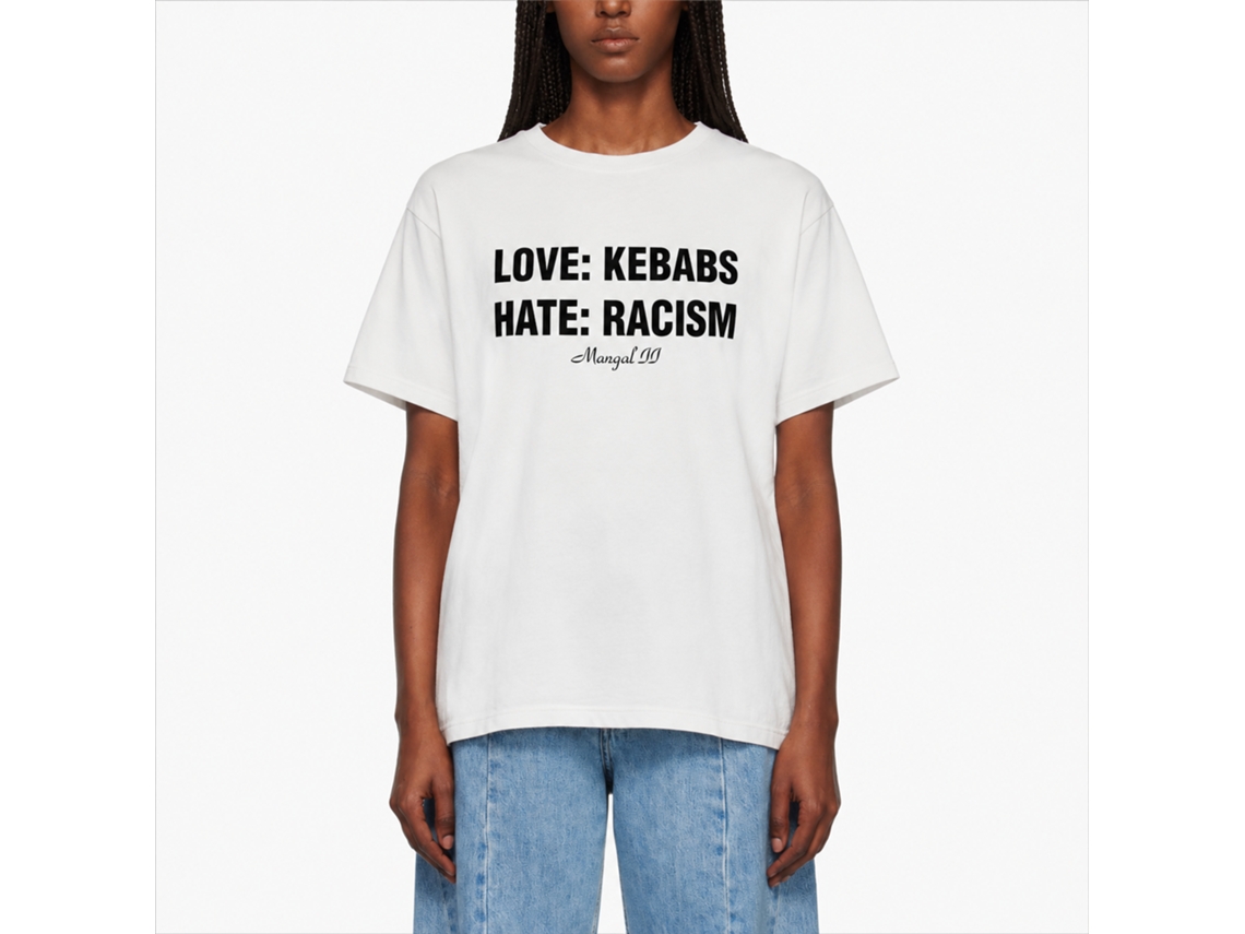 Rockinstone Love Kebabs: Hate Racism Mangal 2 T-shirt Unique Designer Style