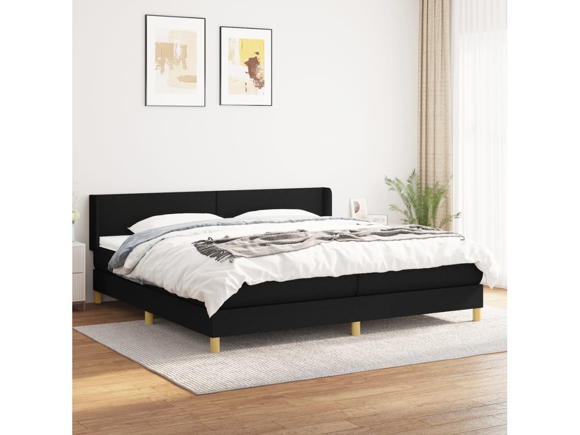 Vidaxl Cama Com Molas/colchão 200x200 Cm Tecido Preto