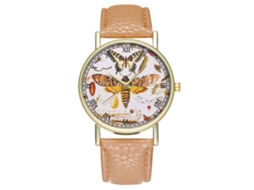 Reloj De Mujer Zhoulianfa De Cuero Quartz Negocios T303-a Butterfly Crema