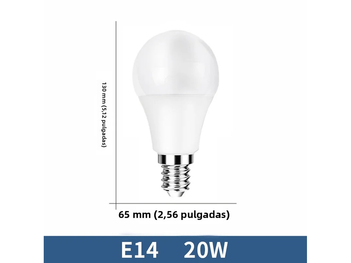 (base De Rosca E14 De 20w Com Regulação De Intensidade Em Três Cores) 6 Lâmpadas Led, Altamente Eficientes E Econômicas