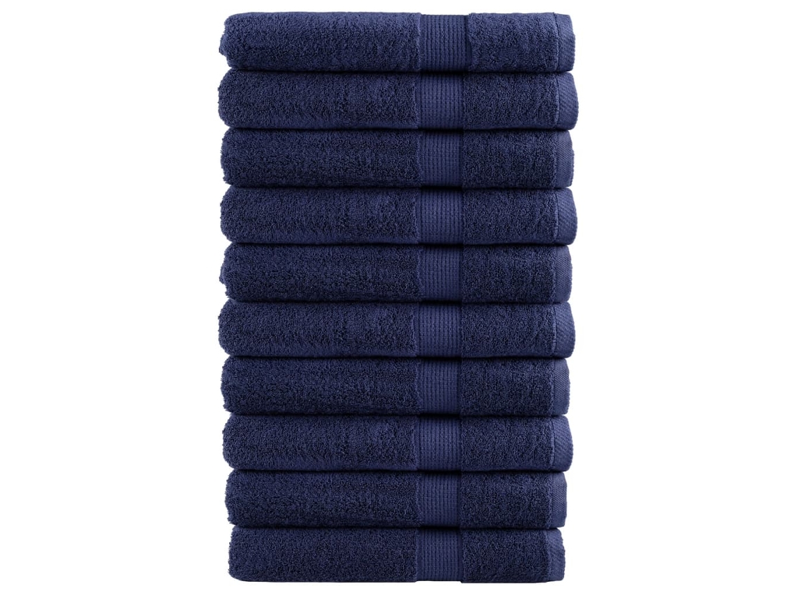 Vidaxl Toalhas Premium Solund 10 Pcs 100x200 Cm 600 Gsm Azul-marinho