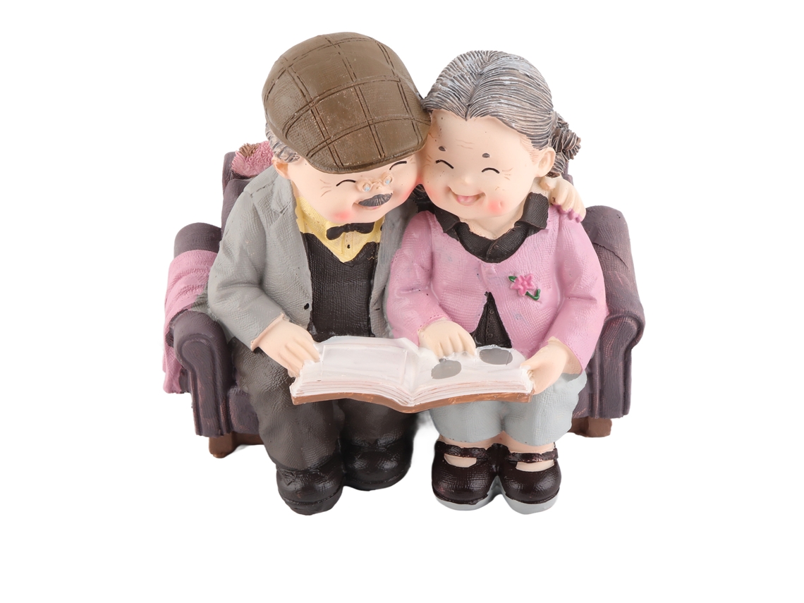 Laxiscreed Estatueta De Casal Em Resina Para Decoração De Casamento E Casa Com Figura De Velho Feliz
