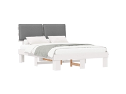 Estrutura de Cama com Cabeceira Estofada em Cinzento Claro MAISON EXCLUSIVE