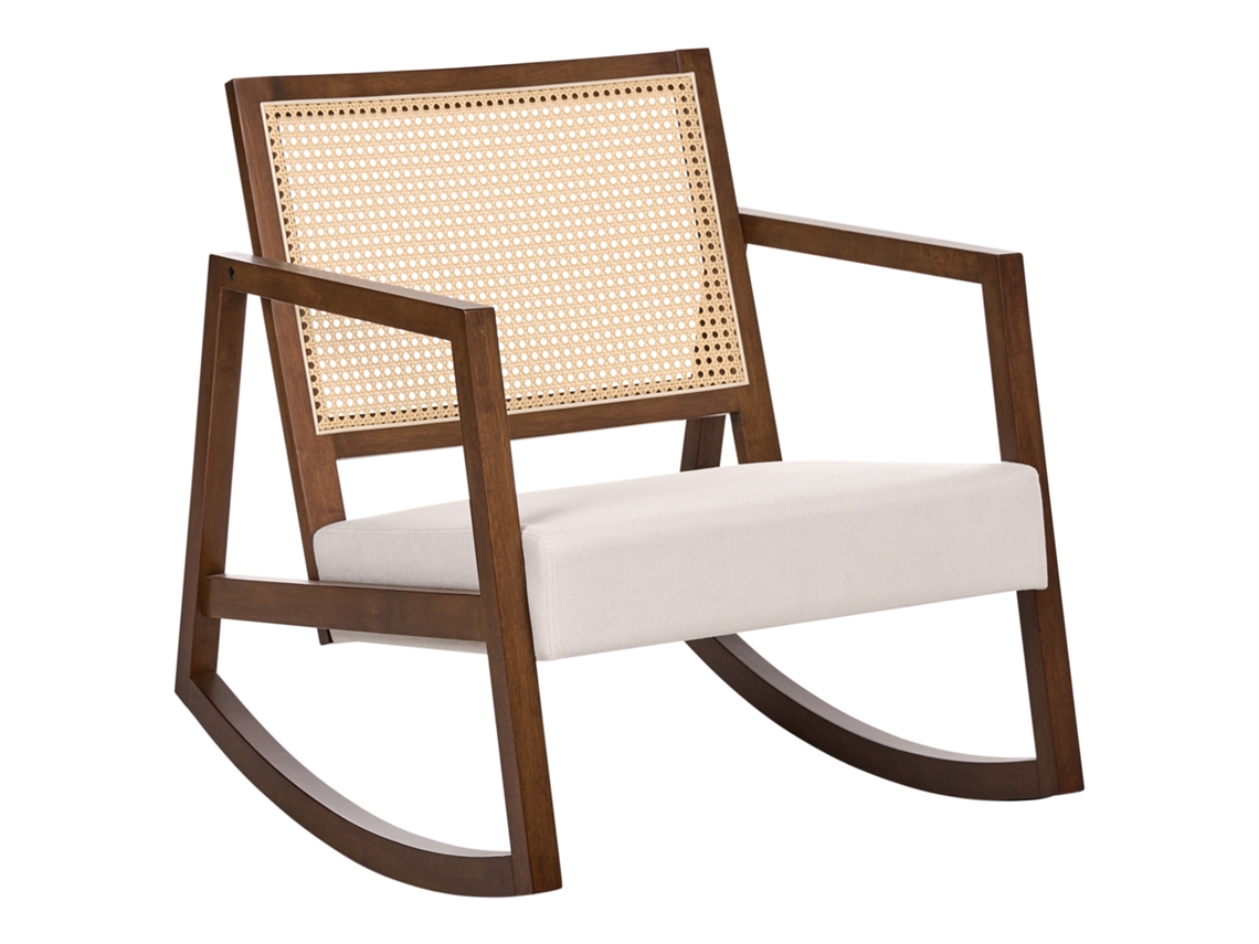 Mecedora Beliani Leidy De Madera De Caucho Beige 66x76x75