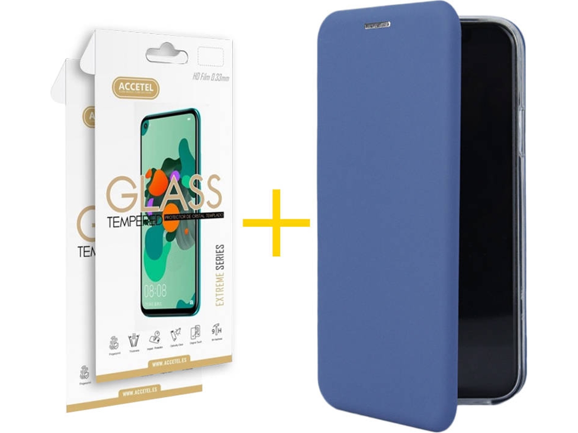 Capa e Película Huawei Mate 30 Lite ACCETEL Flip Cover 9160 Azul
