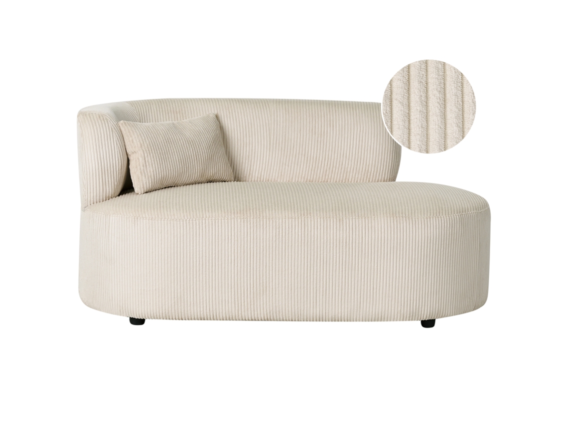 Chaise Longue À Esquerda BELIANI Vanvey de Bombazine Creme Claro 147x78x73