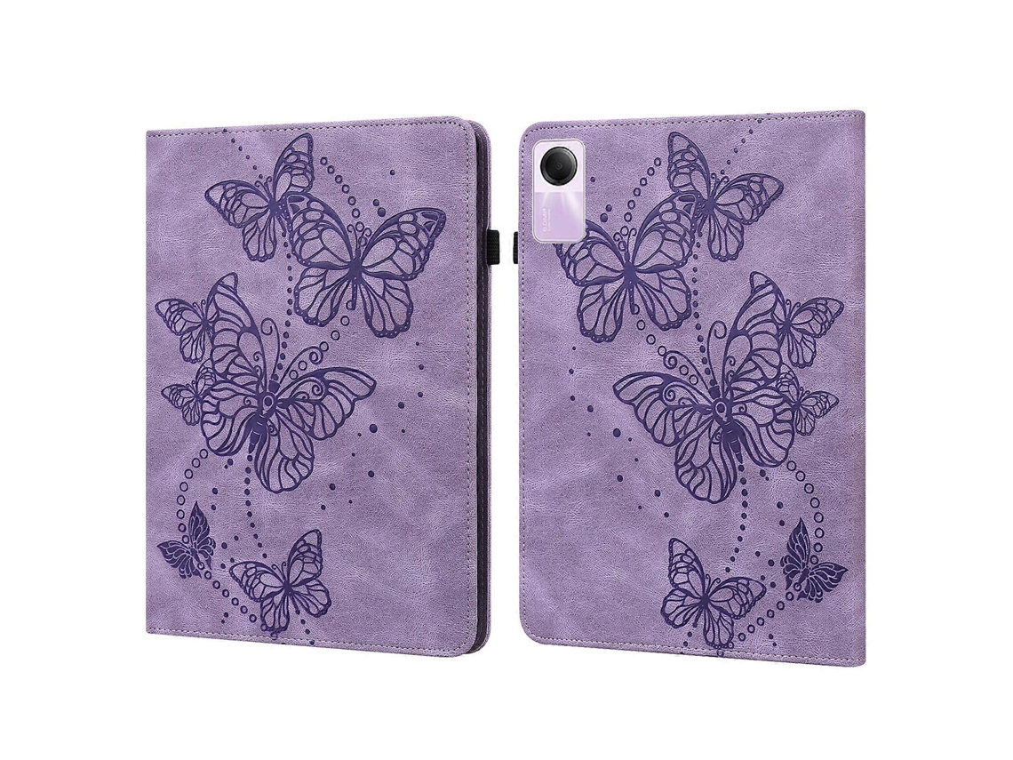 Capa de couro com padrão de borboleta em relevo Webake para tablet