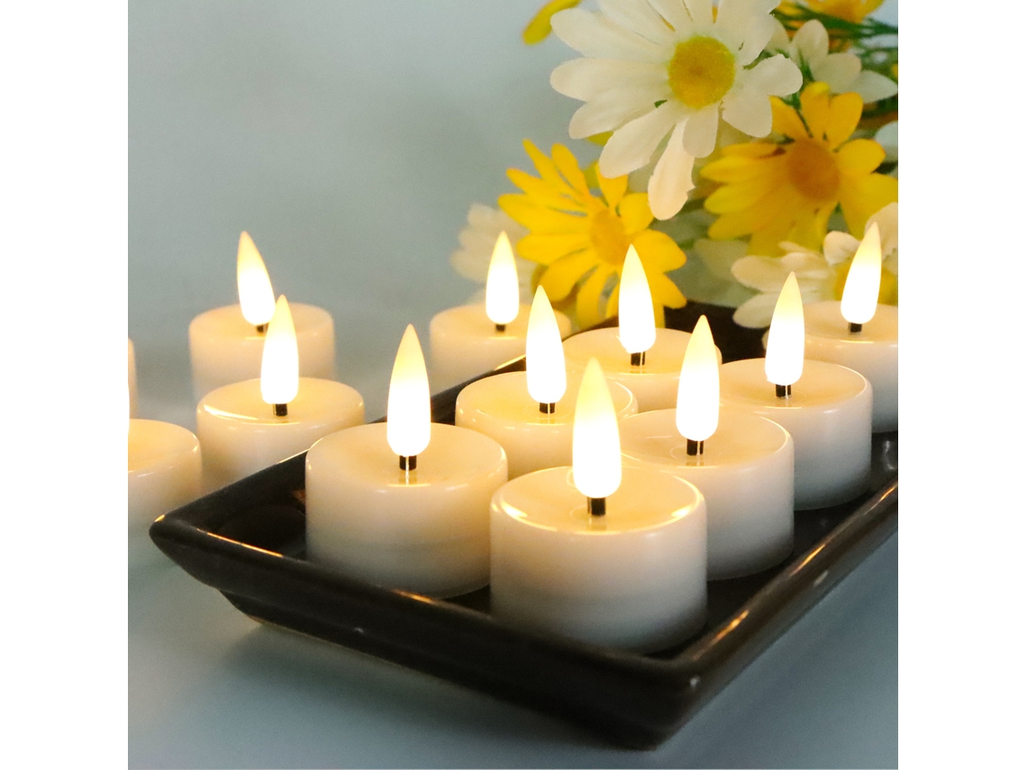 (6 Velas Led Brancas Com Efeito De Chama Tremulante), Alimentadas Por Bateria, Sem Chama, Ideais Para Decoração De Festas.