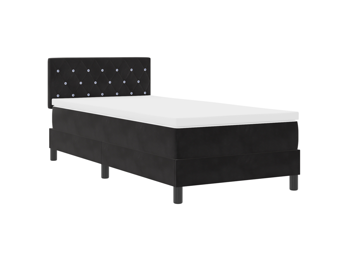 Conjunto 1 Cama Box Vidaxl Preto Veludo (90 X 190 Cm)