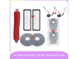 Peças De Reposição Para Roborock Qr 798 / Qr 598 / Qv 35a: Escova Lateral Principal, Filtro Hepa, Saco De Pó, Pano De Limpeza. Limpeza Eficiente.
