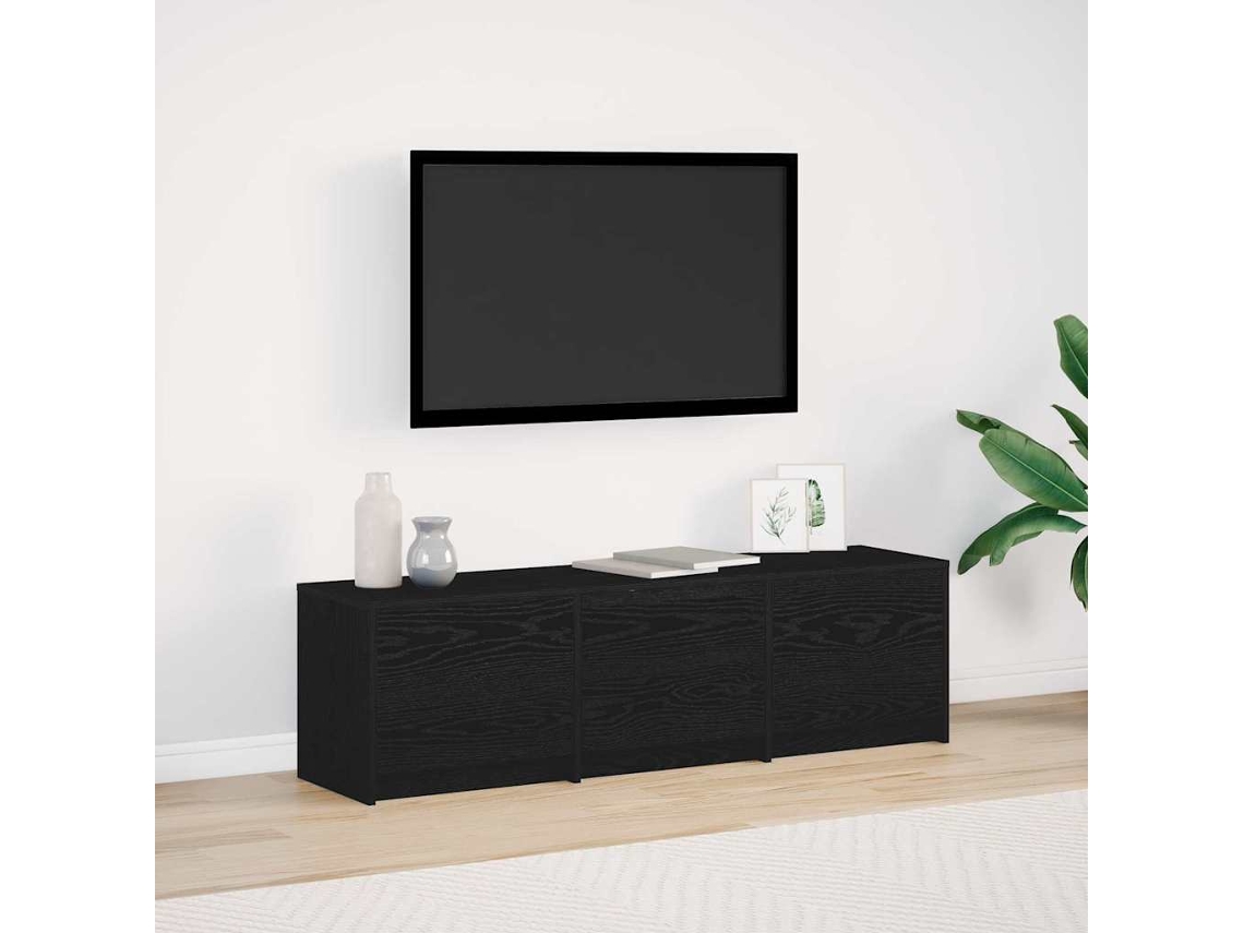 Vidaxl Rack De Tv Com Led Com Gaveta Carvalho Preto 140 X 34 X 40 Cm