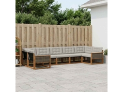 Vidaxl Conjunto De Sofás Para Exterior 7 Pcs Natural E Cinzento-claro