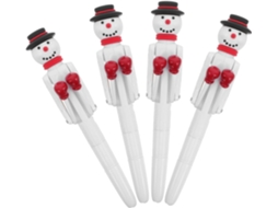 Conjunto De 4 Canetas Esferográficas Housoutil Com Boneco Neve