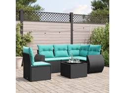 Vidaxl Conjunto De Sofá De Jardim Com 6 Peças E Almofadas Em Rattan Sintético Preto