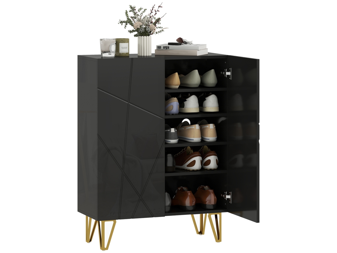 Armário de Sapatos com 2 portas, 3 prateleiras ajustáveis, 72x31,5x95cm Preto S/MARCA