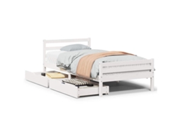 Cama Sem Colchão Madeira de Pinho Maciça Branco 100x200 cm MAISON EXCLUSIVE