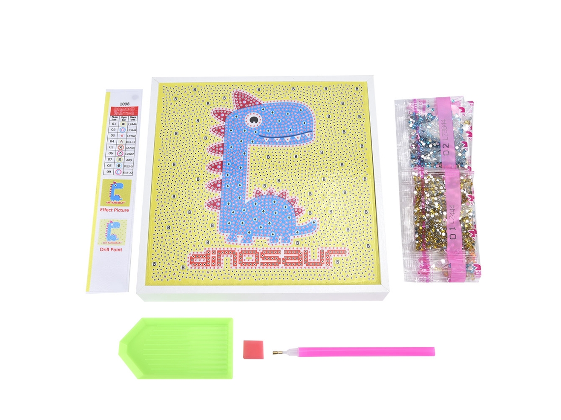 Kit Desenho Cristal Dinossauro com Moldura para Crianças