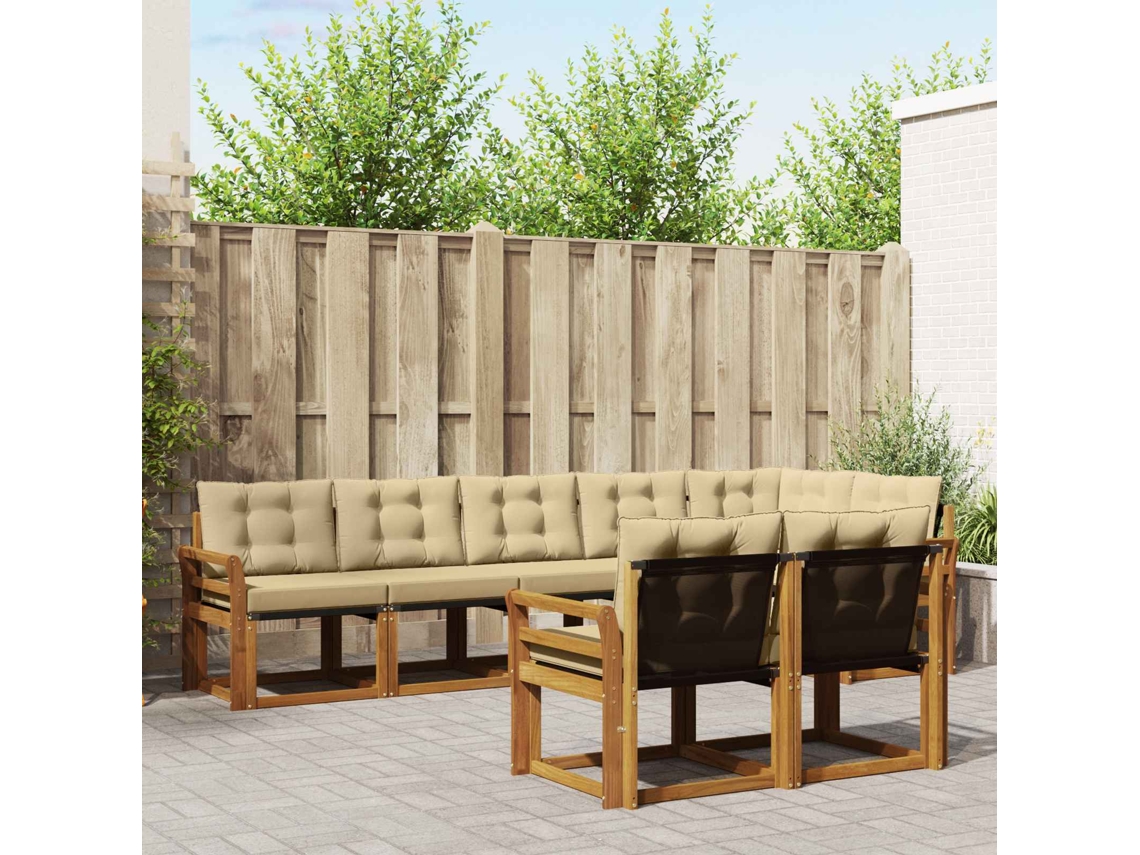 Vidaxl Conjunto De Sofás Para Exterior 8 Unid. Natural E Bege