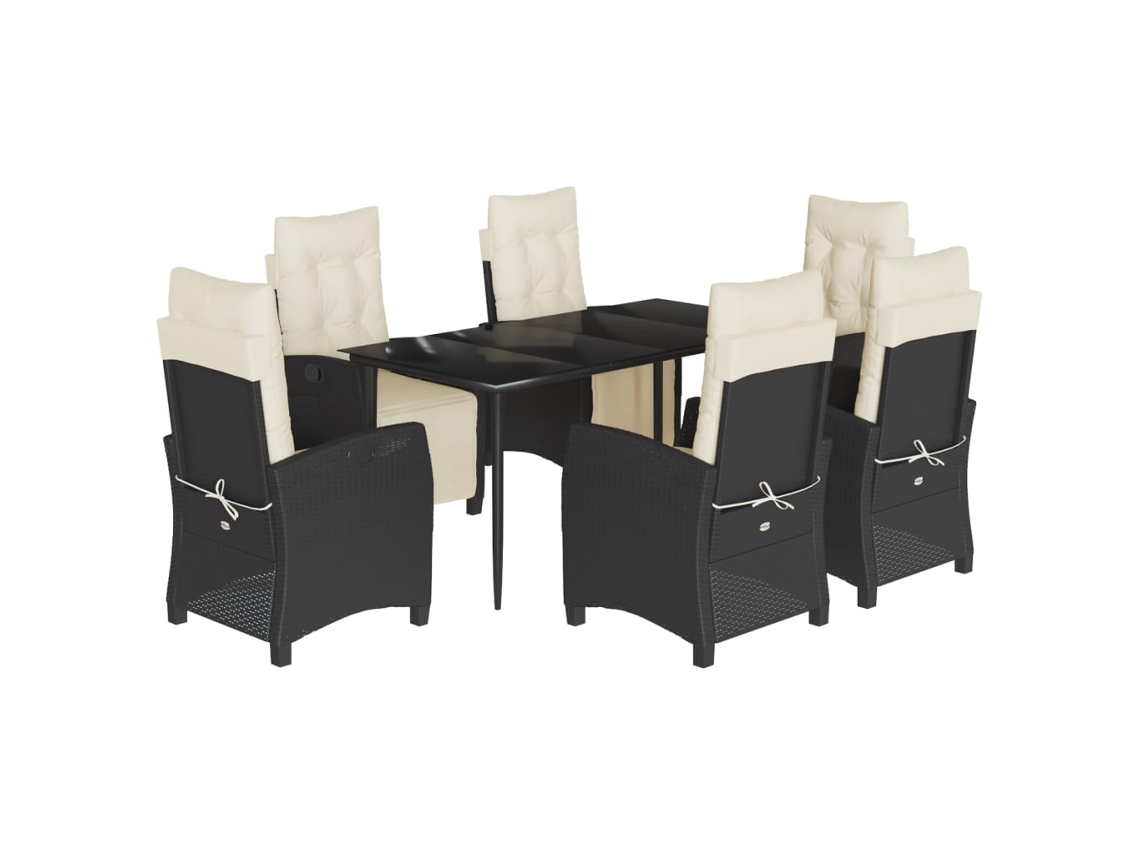 Garden Dining Set, Garden Dining Sets Vidaxl Preto Rattan / Vime (160 Cm Table Length)