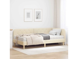 Vidaxl Estrutura de Cama de Canto Creme 90 X 200 Cm Tecido