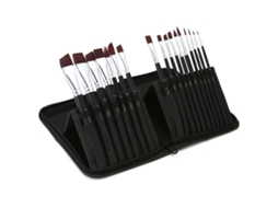 Conjunto de 17 Pincéis de Pintura Nylon para Acrílico Aquarela Óleo com Bolsa de Tela