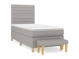 Cama com Molas e Colchão Tecido Cinzento Claro MAISON EXCLUSIVE (100x200 cm)