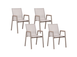 Conjunto De 4 Cadeiras De Jardim Beliani Tiano De Alumínio Taupe 56x56x90