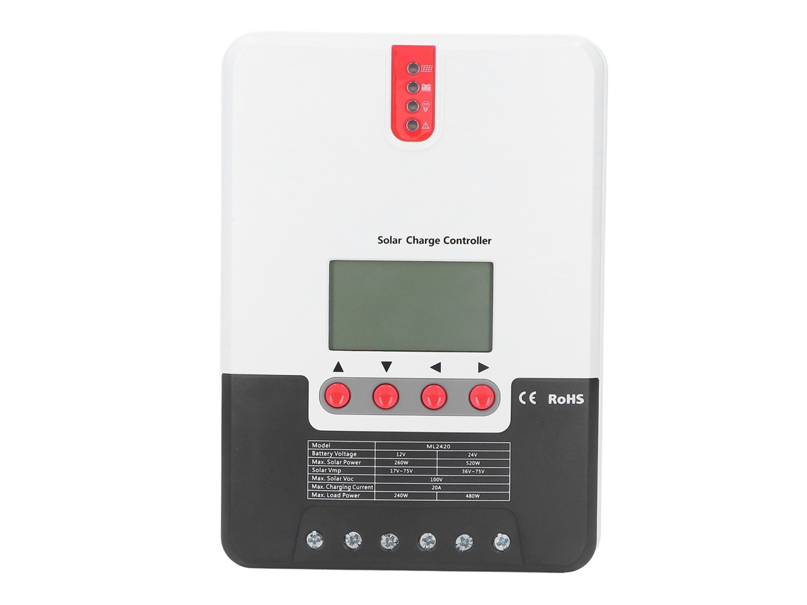 Controlador de carga/descarga solar MPPT com comunicação 20A 12V/24V