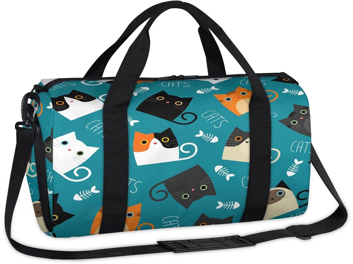 Bolsa Esportiva Infantil Tecido de Poliéste 45 X 21,5 X 23 Cm Estampa de Gato Desenho Animado