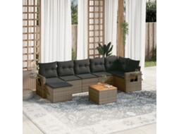 Jogo de Sofá Jardim 8 Peças C/ Almofadões Vime Pe Cinza Dkd Home Decor