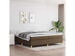 Estrutura De Cama Sem Colchão 200x200 Cm Tecido Castanho-escuro
