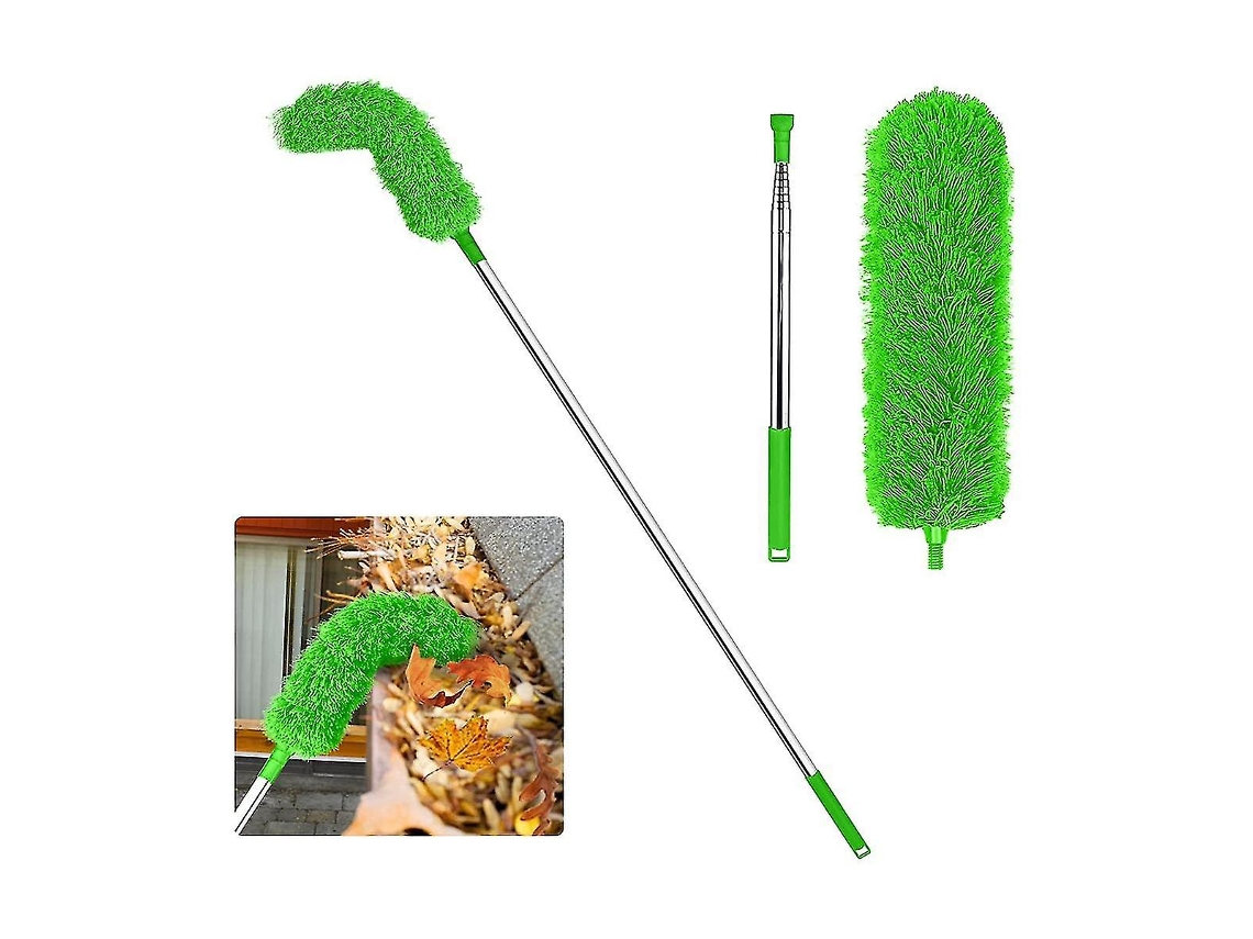 Rebe-ferramenta De Limpeza De Calhas De Telhado Com Palo Telescópico Extensível 2,5 Metros (8,2 Pés) - Escova Para Limpeza Fácil E Segura Verde
