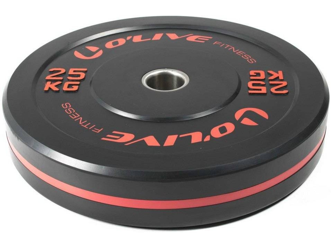 Disco de Musculação Bumper OLIVE Olympic (Preto - 25 kg - Aço)