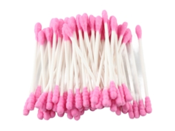 100pcs Cotonetes Descartáveis De Maquiagem Com Pontas Duplas Precisas Coloridas Para Mulheres Rosa