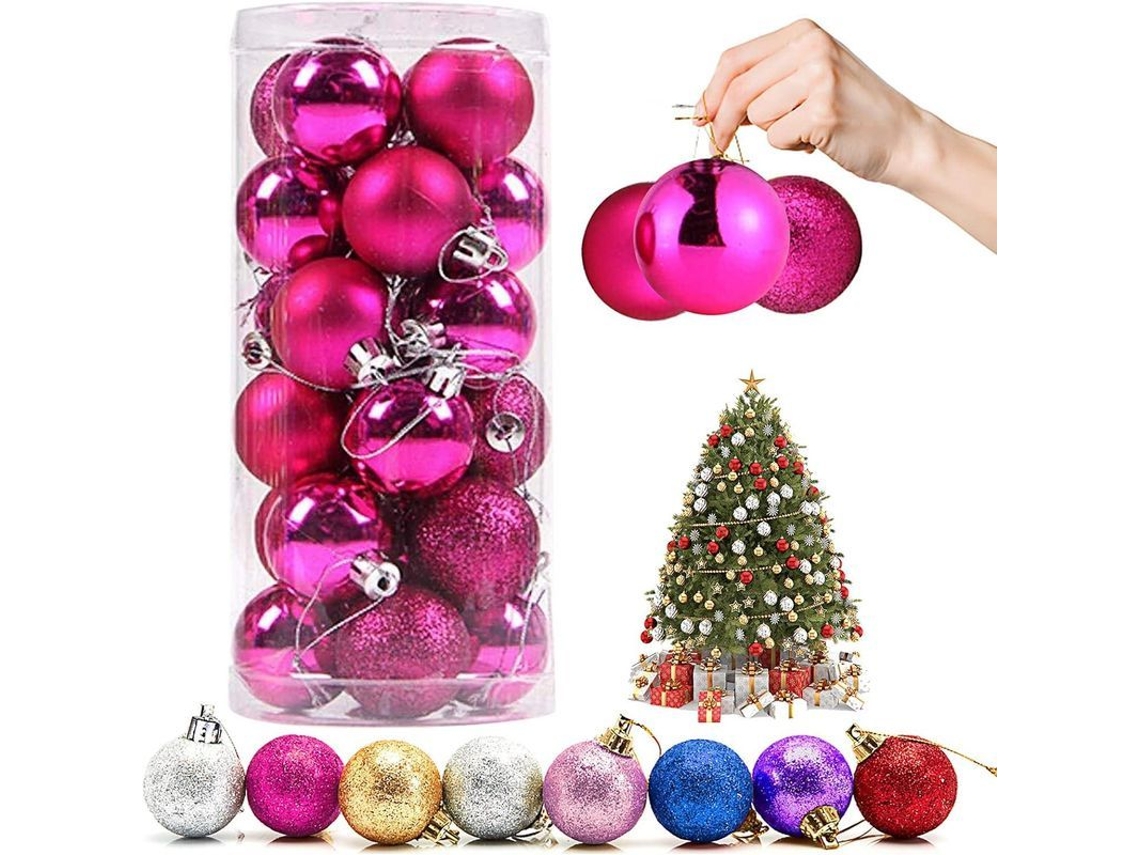 Adornos De Natal Bolas 24 Peças Para Árvore De Natal De Pvc Quebravel Com Cores Brilhantes E Mate