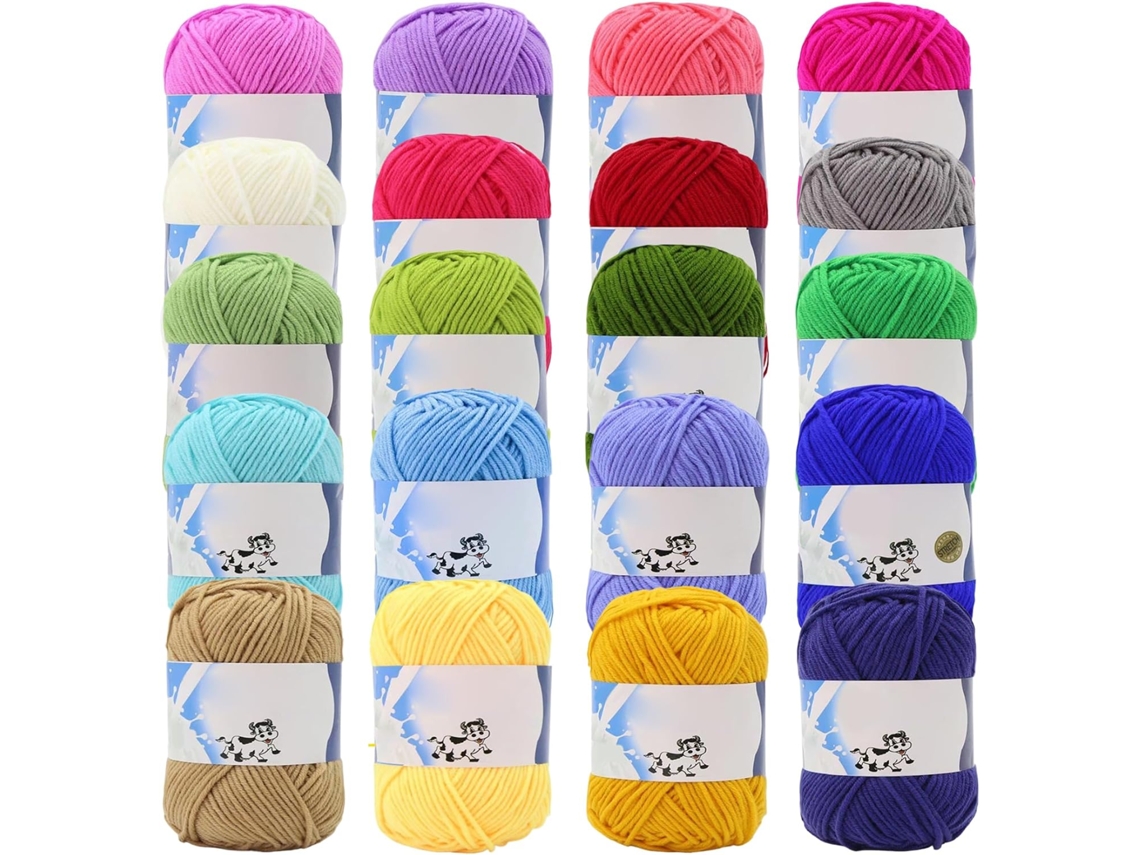 Fio De Algodão, 20 Novelos, Multicolorido, Macio Para Gorros E Meias