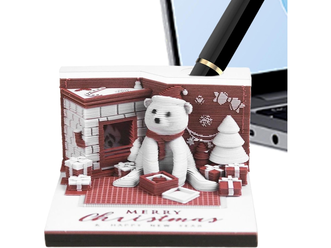 Calendário De Mesa 2026 – Papel 8 X 4,8 Cm, Design Urso 3d, Sistema