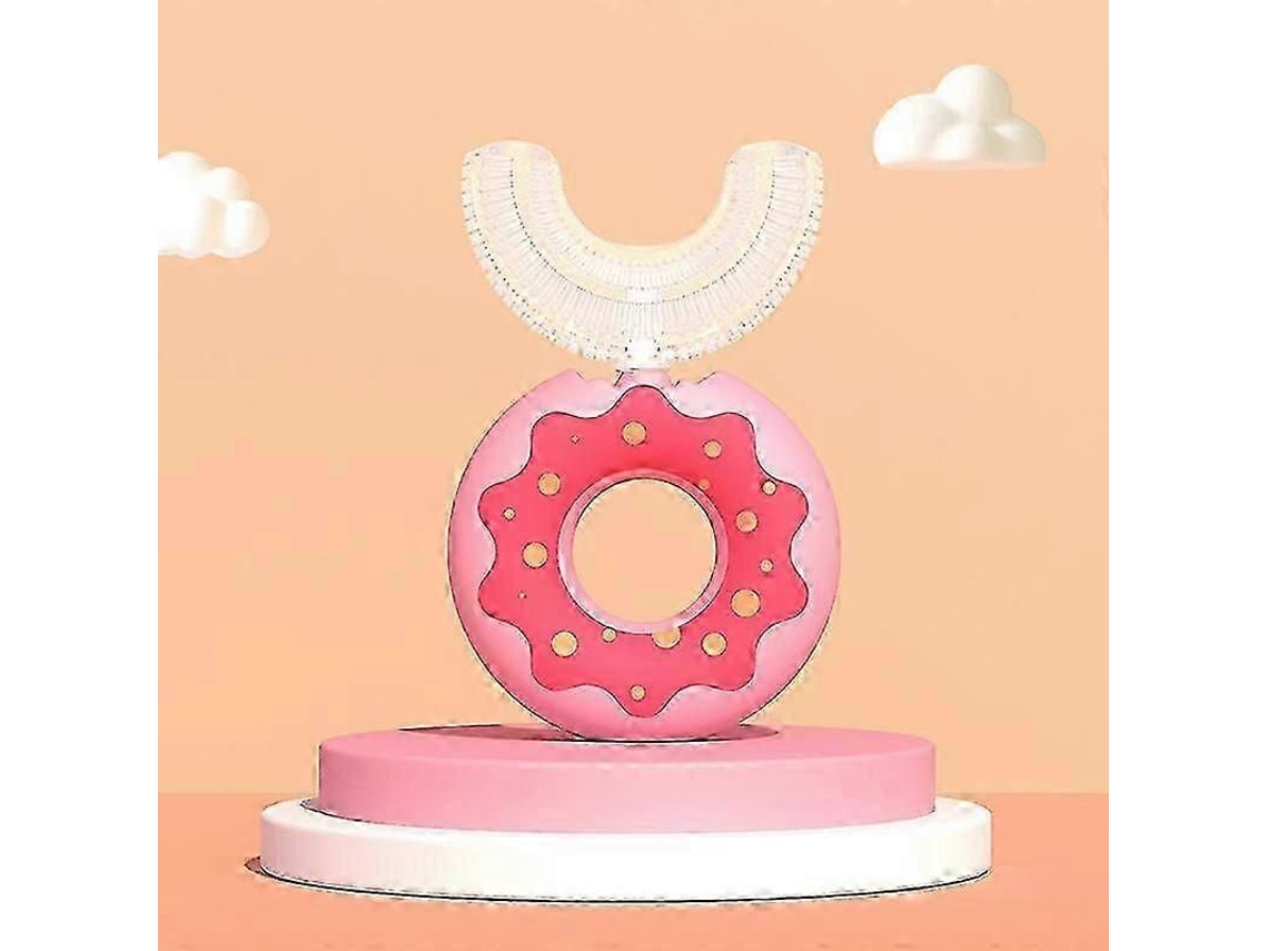 Escova de Dentes Infantil em Formato U para Crianças 2 a 6 Anos Clareadora com Massagem e Cabeça D Silicone Macia. GOKOCO