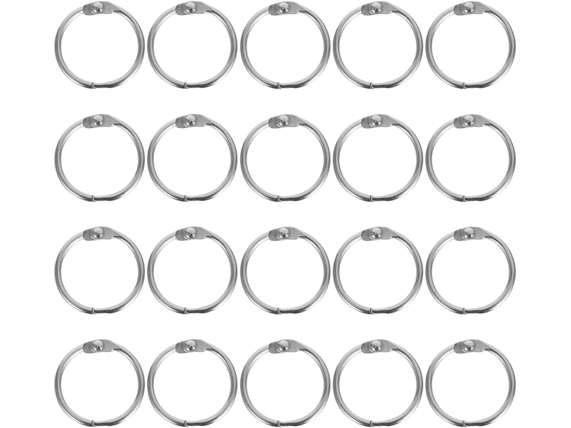 Conjunto Housoutil com 20 Anéis Metálicos Reutilizáveis para Pastas, Lascas e Decoração, Perfeitos para Álbuns de Scrapbooking